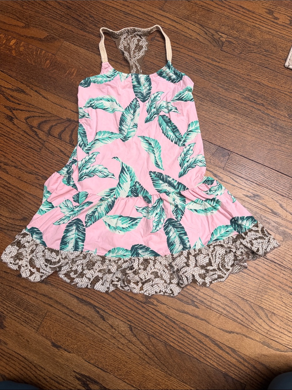 Maaji Pink and Teal Tropical Print swim cover up size small